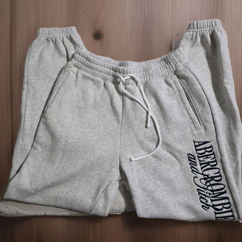 Abercrombie & Fitch Y2K Heather Grey Embroidered Logo Jogger Sweatpants...